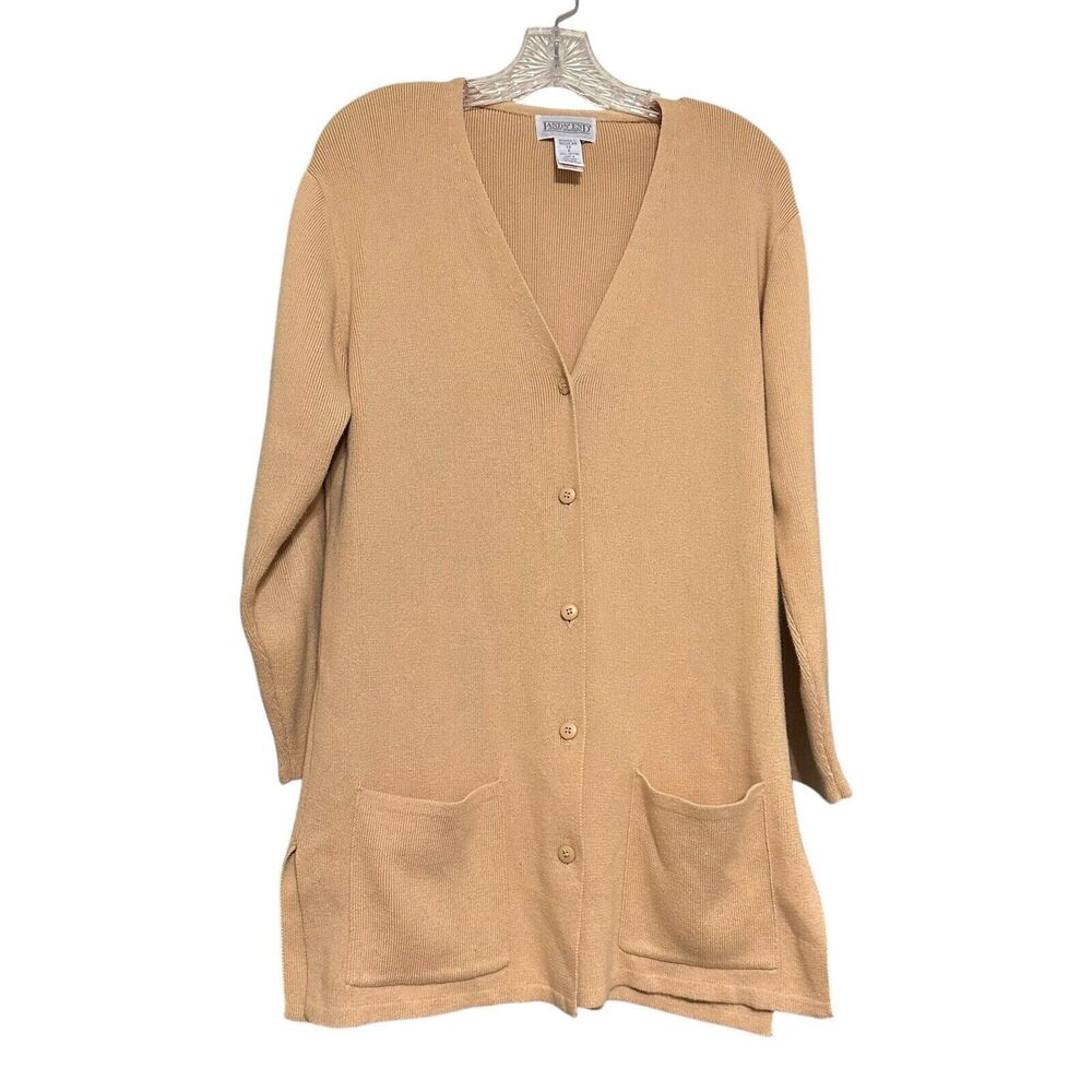 Lands‎ End Thick Cotton Butterscotch Long Sleeve Cardigan w Pockets XS